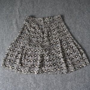 Sigrid Olsen Petite Skirt A Line Leaf Print‎ Black Beige Womens Size 6